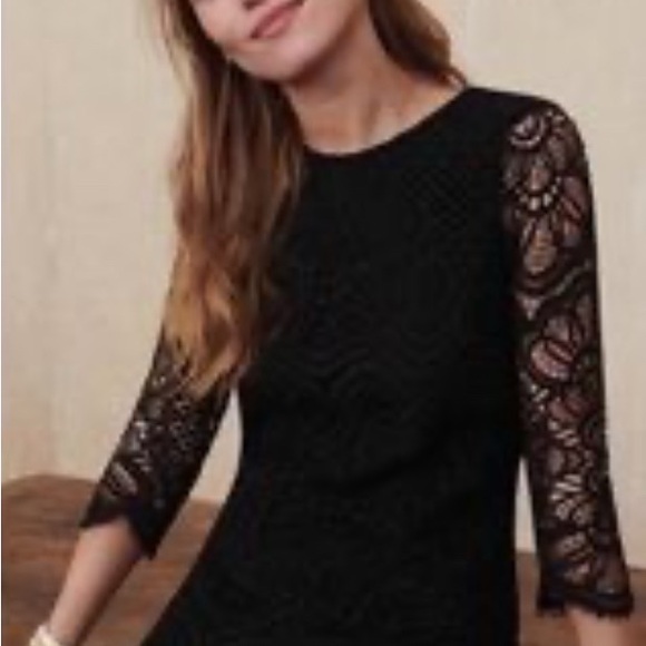 NWT. SEZANE Sarah dress in BLACK guipure, sz 8. - Picture 4 of 11